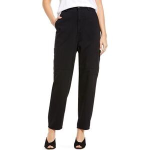 AG Adriano Goldschmied Women's Black Renn Cargo High Rise Barrell Pants 30 NWOT